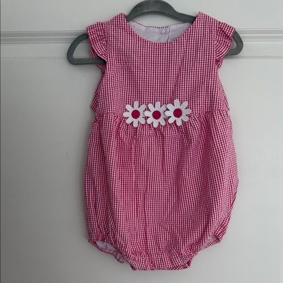 Florence Eiseman Other - Pink Gingham Baby Romper with Floral Accents